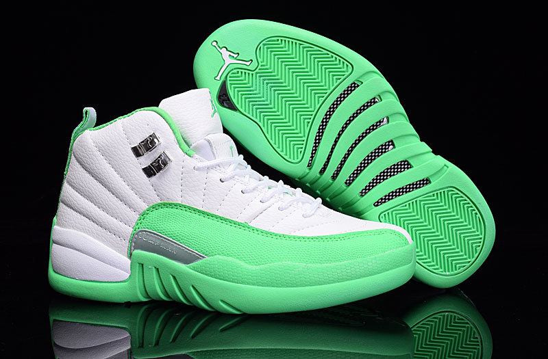 Women Air Jordan 12 White Green Shoes - Click Image to Close